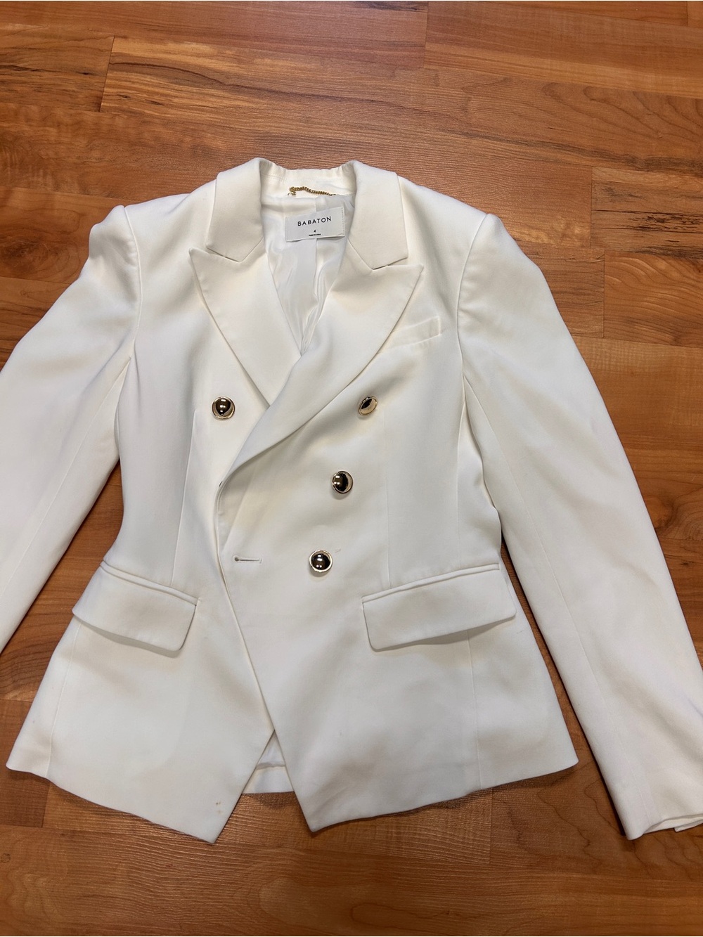 Babaton Cream Double-Breasted Blazer with Gold Buttons